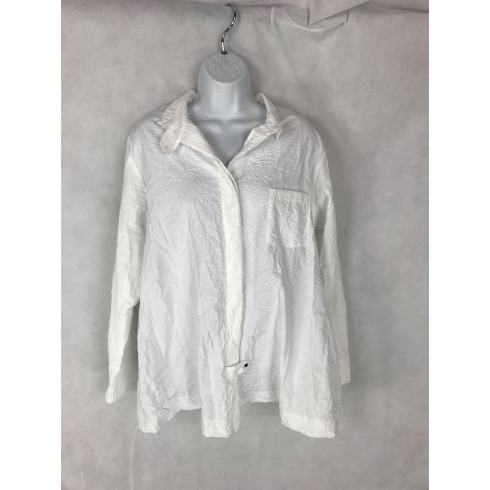 Spirithouse Crinkle Ranger Shirt Button Swing Top M White Lighweight Lagenlook